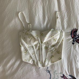 House Of CB Bea Ivory Floral Draped Corset